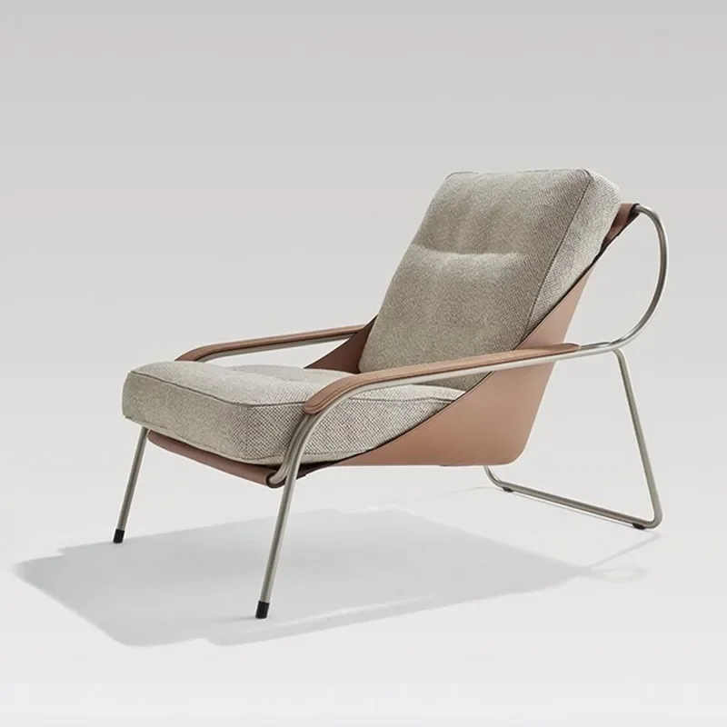Single fabric leather sofa chair, backrest bedroom balcony leisure chair