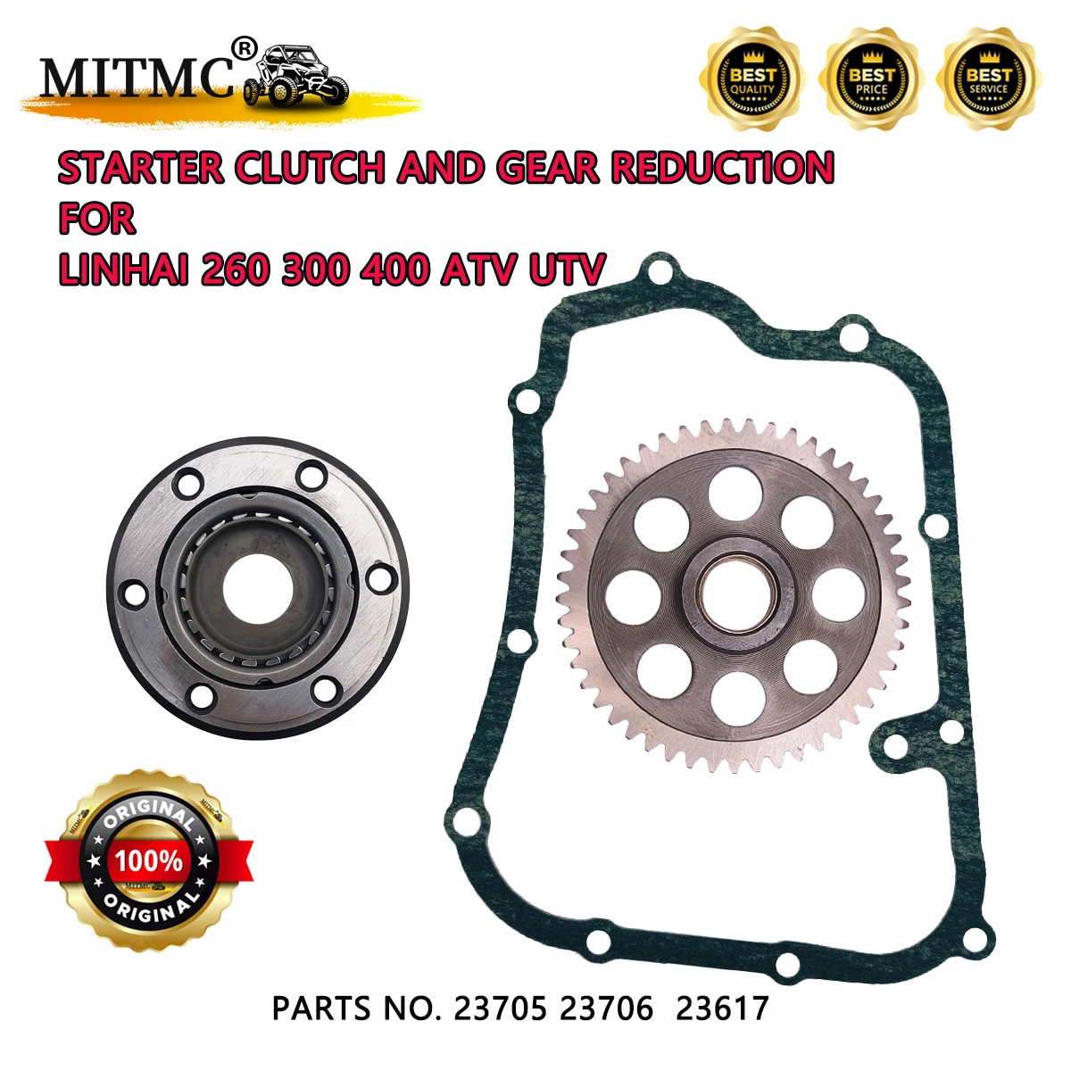 

Стартерная муфта и обгонная муфта для двигателей LINHAI 260 300 400 Bighorn T-Boss ATV UTV CUV, номера деталей 23705, 23706, 23617