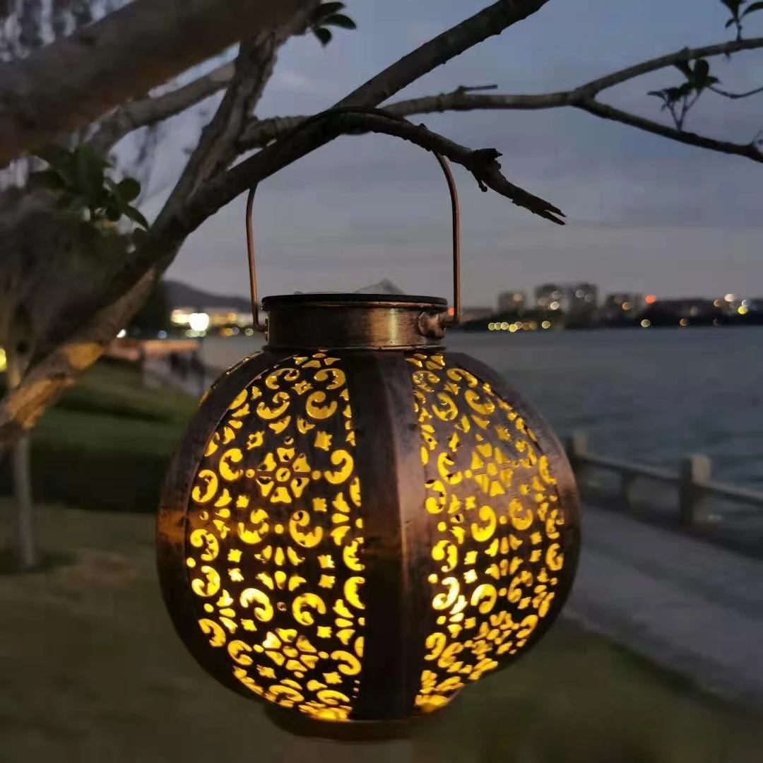 

Amazon cross-border new solar wrought iron hanging light outdoor garden light waterproof villa decorative chandelier landscape l