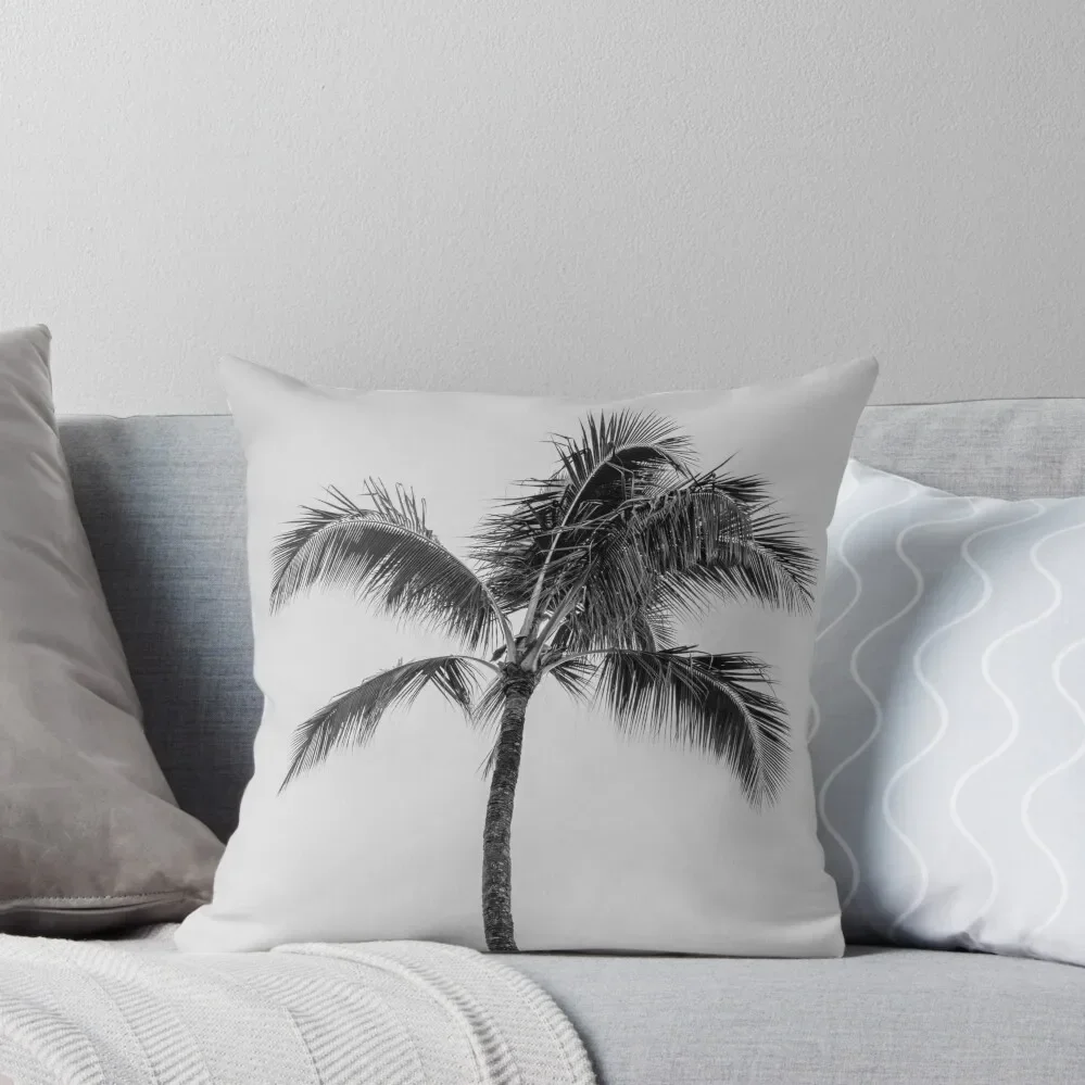 

Palm Trees, Summer, Sky view, Tropical, Palm Tree, California, Black and White Throw Pillow Sofa Cushion Pillow