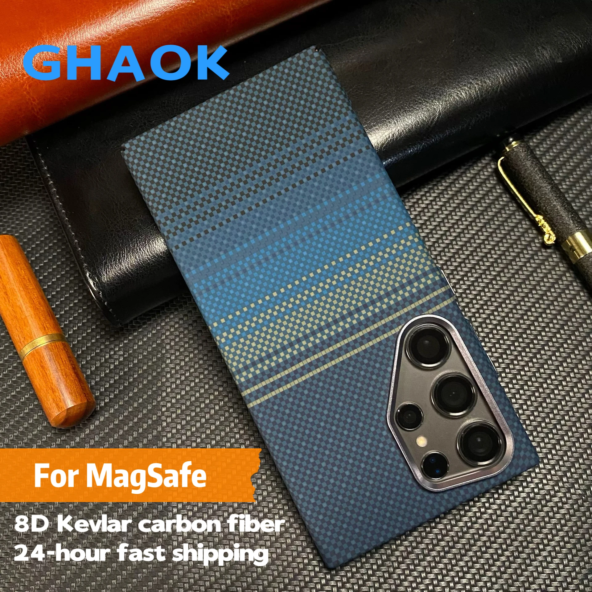 

Genuine Carbon Fiber Magsafe Case For Samsung Galaxy S24 Ultra Matte Sunset Sunrise Bulletproof F Magnetic Hard Thin Armor Cover