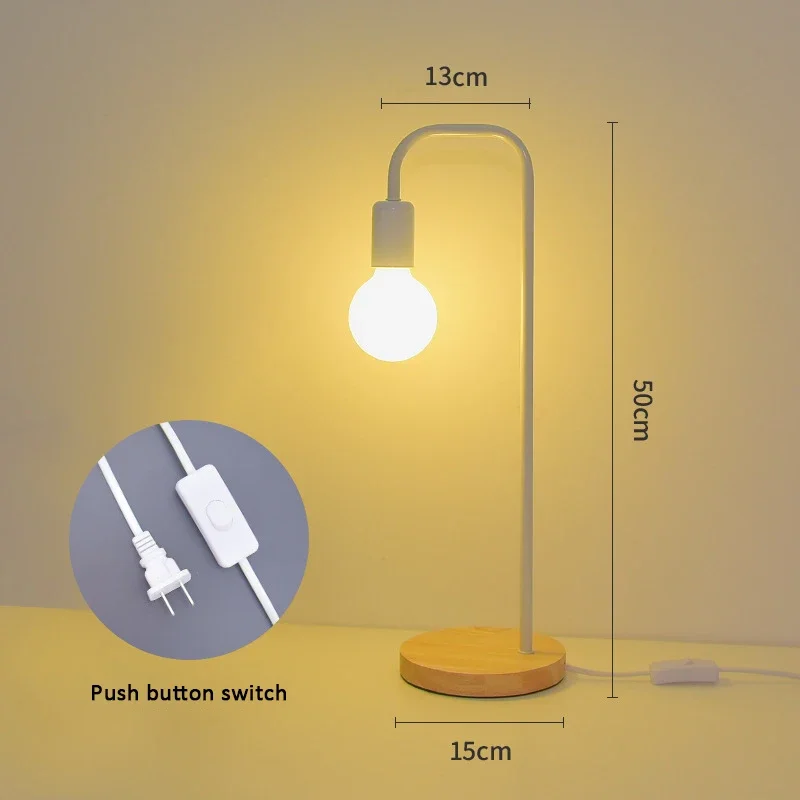 Minimalistyczna lampa kreatywny stół nowoczesna sypialnia dekoracja salonu lampka na biurko żelazna sztuka drewniana podstawa na zewnątrz lampy kempingowe