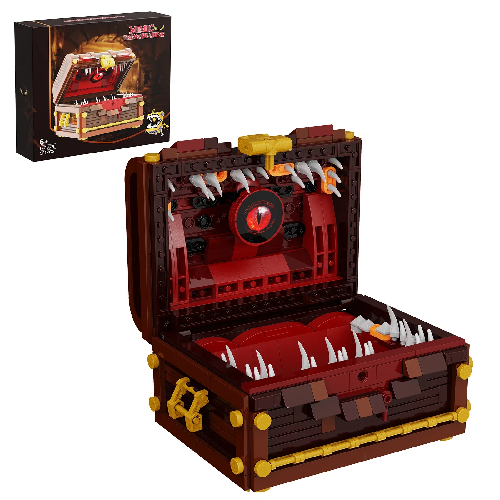 521Pcs Large Version Treasure Chest Monster Multi-Toothed Cannibal Box Building Blocks Set Game Role Brick Toys Birthday Gift