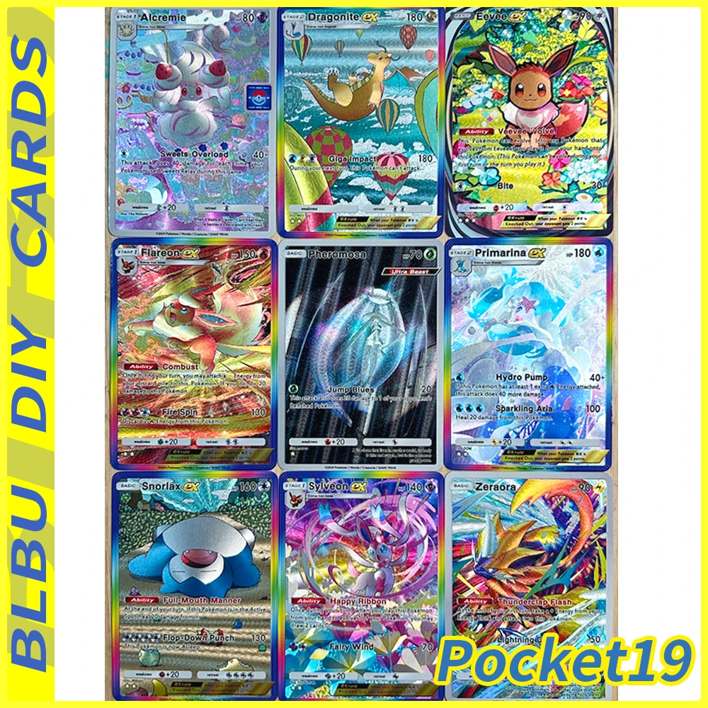 BLBU PTCG Pocket19 コレクションカード イーブイ ゼラオラ ギャラドス アルクレミー ミュウ エンボス加工 フラッシュカード トレーナー 新品 英語カード