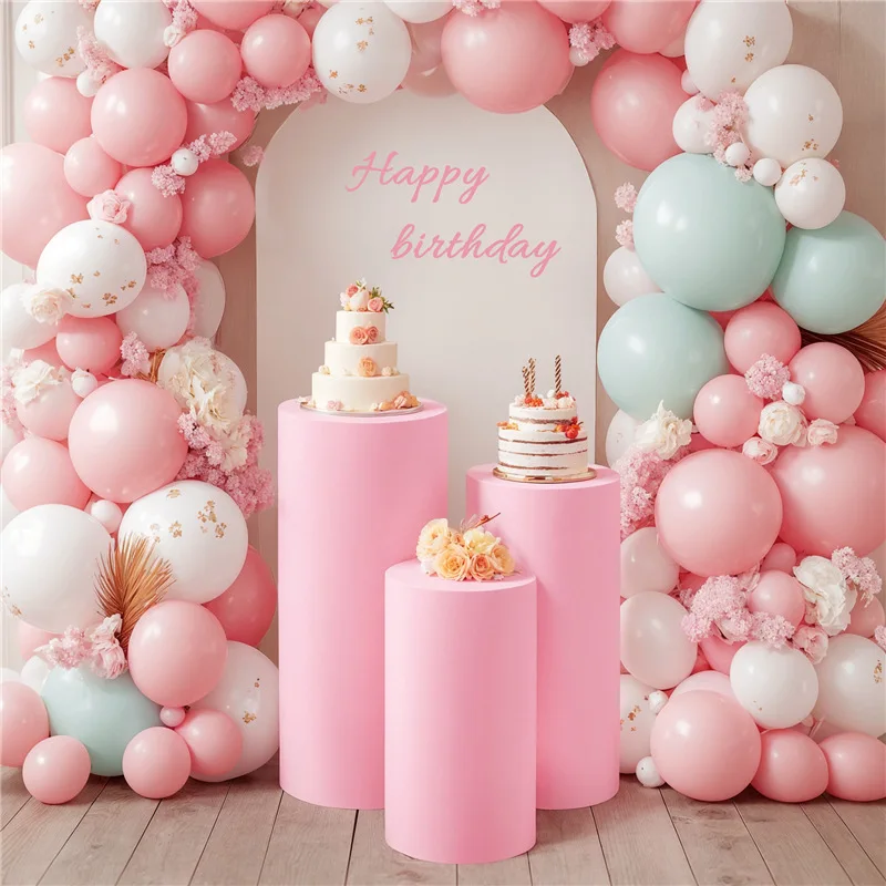 1-5 uds cubiertas de soporte de cilindro cubiertas de soporte de Pedestal de LICRA para decoración de eventos de fiesta, boda o Baby Shower (solo fundas de tela)