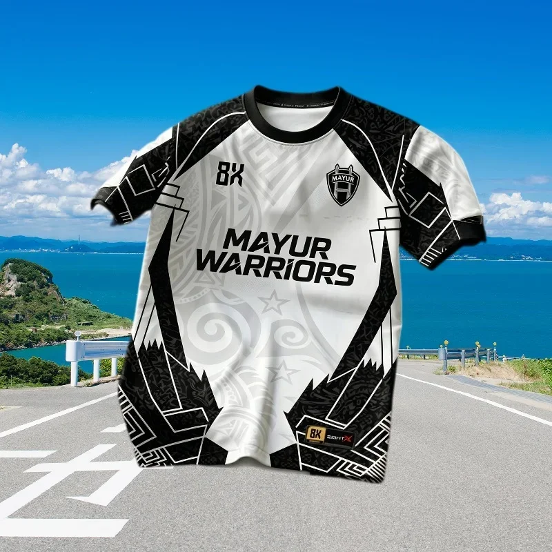 2027 3D Printed Mayur Warrior Parent-child Football Summer and Autumn Casual Quick Drying Football Parent Child Clothing