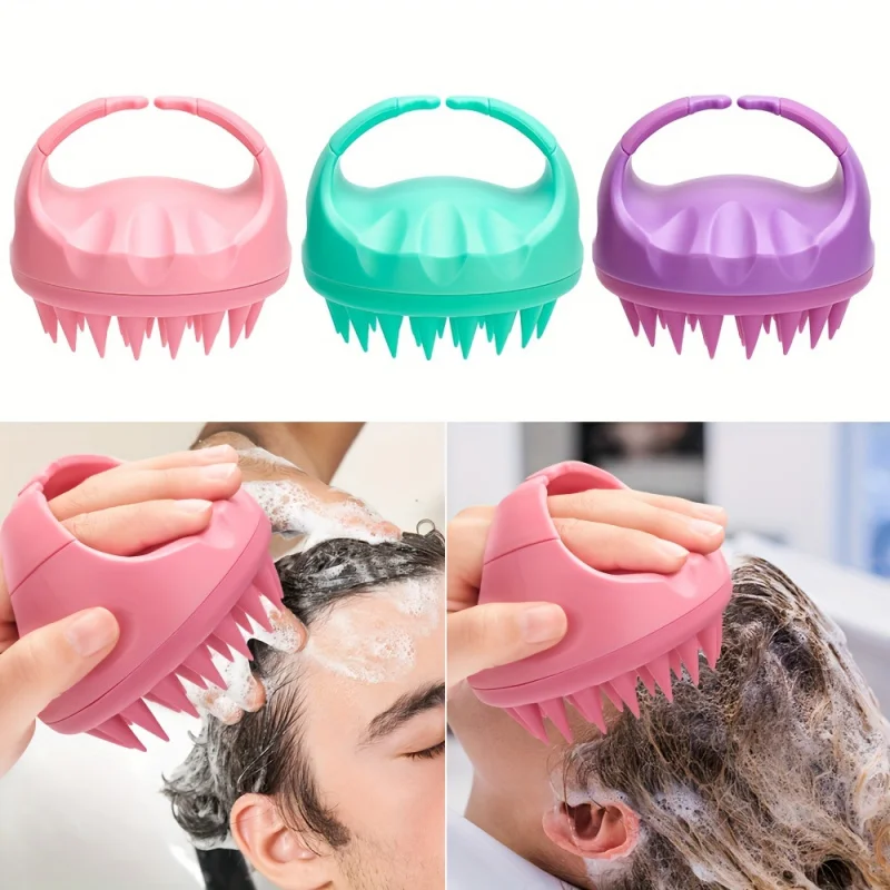 1 Gentle Silicone Scalp Massage Shampoo Brush - Anti-allergy Handheld Hair Shampoo Device，For Removing Dandruff，No Battery Requi