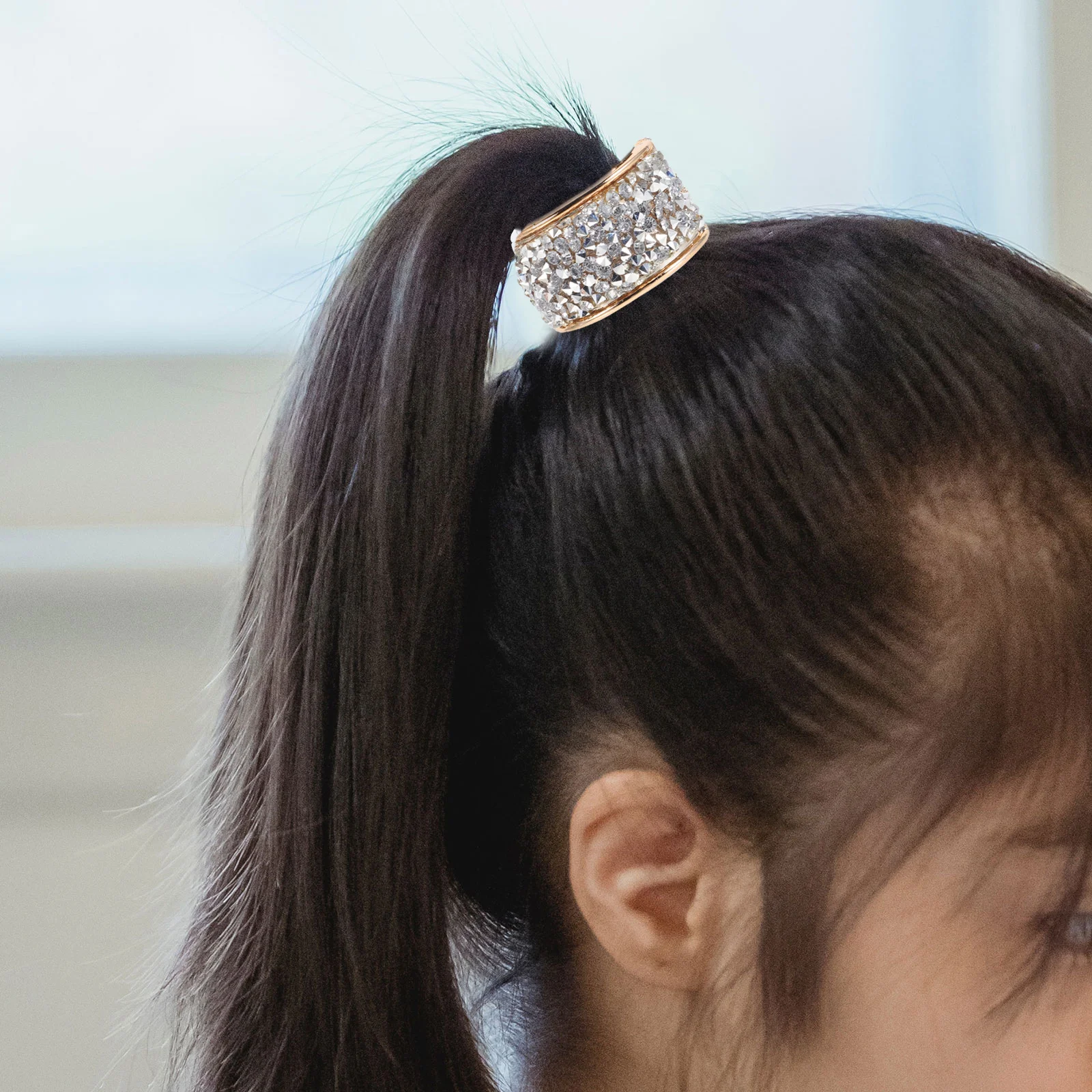 

4Pcs Hair Ties Ponytail Buckle Rhinestone Decoration Durable Material for Girls Women Halloween Party Rave Festival Hair Rope