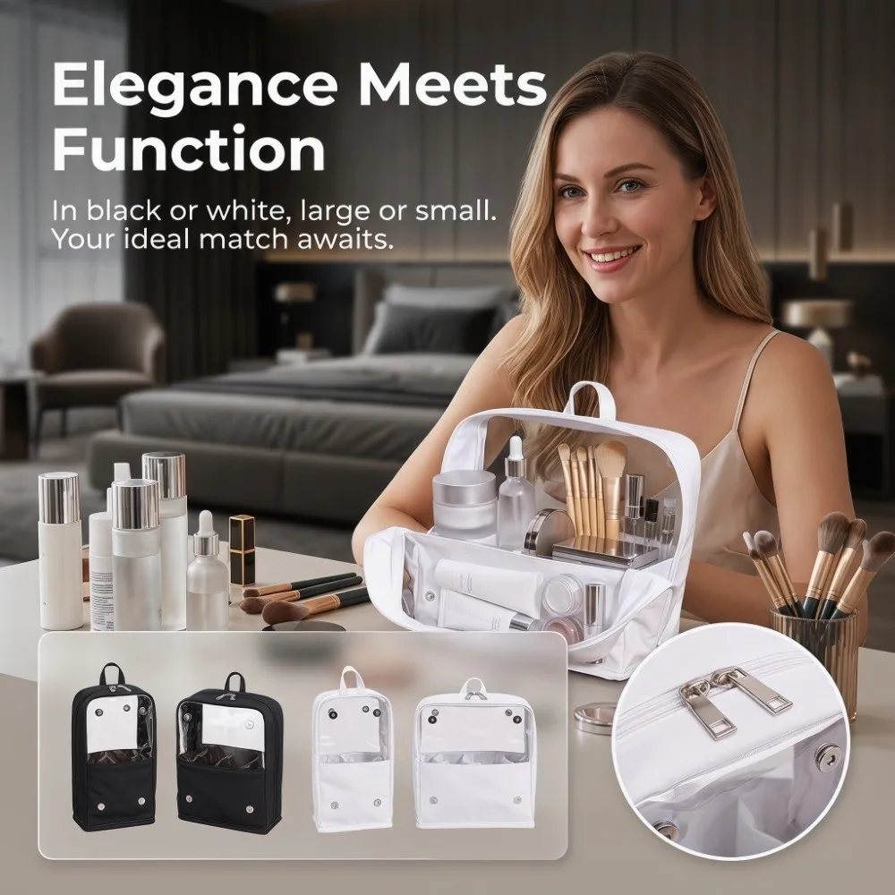 

Waterproof Transparent Makeup Bag Stand-up Design See-Through Zipper Cosmetic Bag Multi-Functional with Handle
