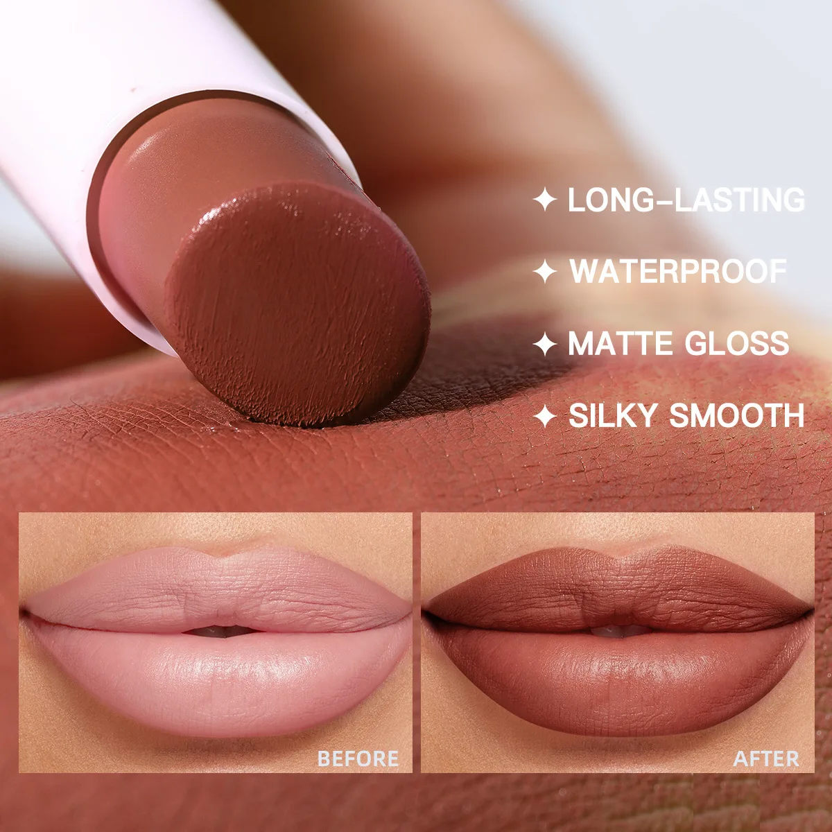 Juego de lápiz labial mate + delineador de labios de 6 colores USHAS, juego colorido de taza antiadherente resistente al agua y al sudor