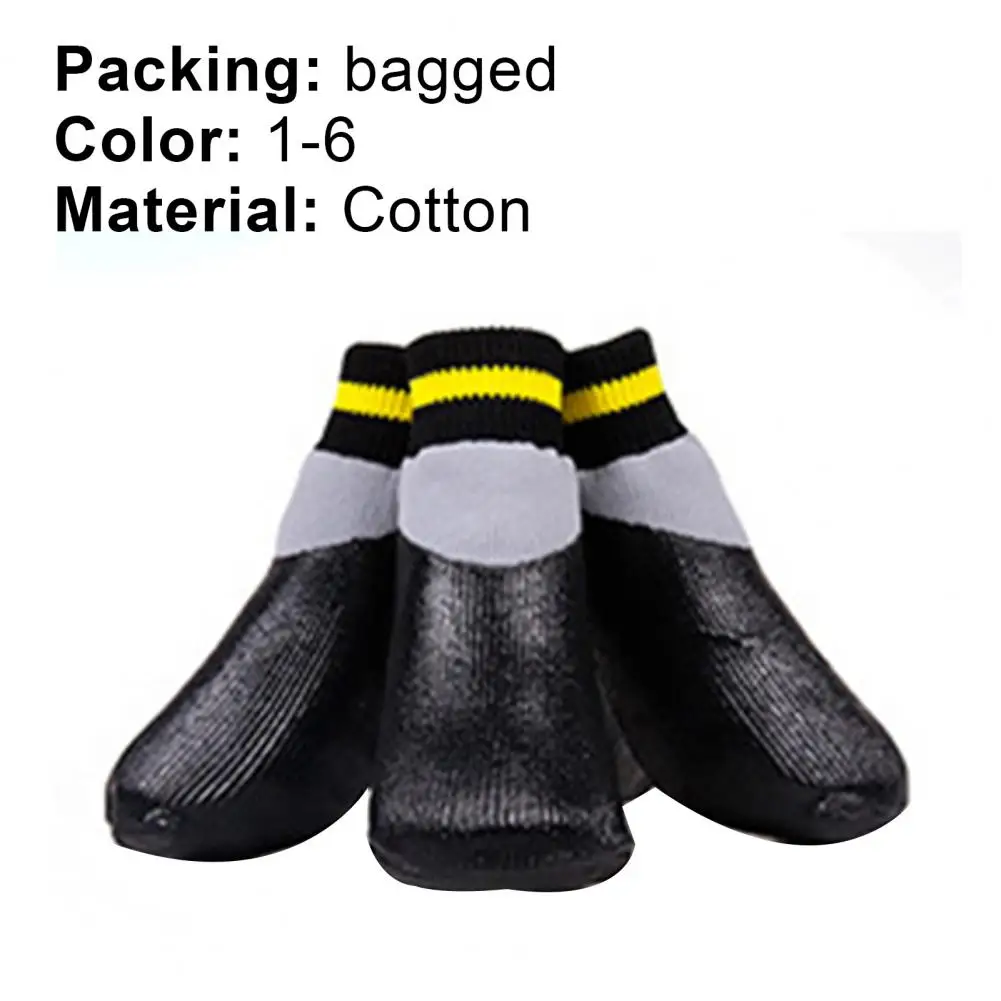 4Pcs Pet Socks Waterproof Puppy Booties Shoes Wear-resistant Dog Boots Cotton Breathable Pet Paw Protector for Walking