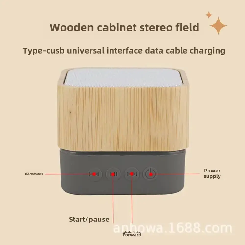 Portable Wireless Bamboo Bluetooth Speaker Outdoor Card Insertion Computer Desktop Car Use Reddish Blue Royal Blue Sound System