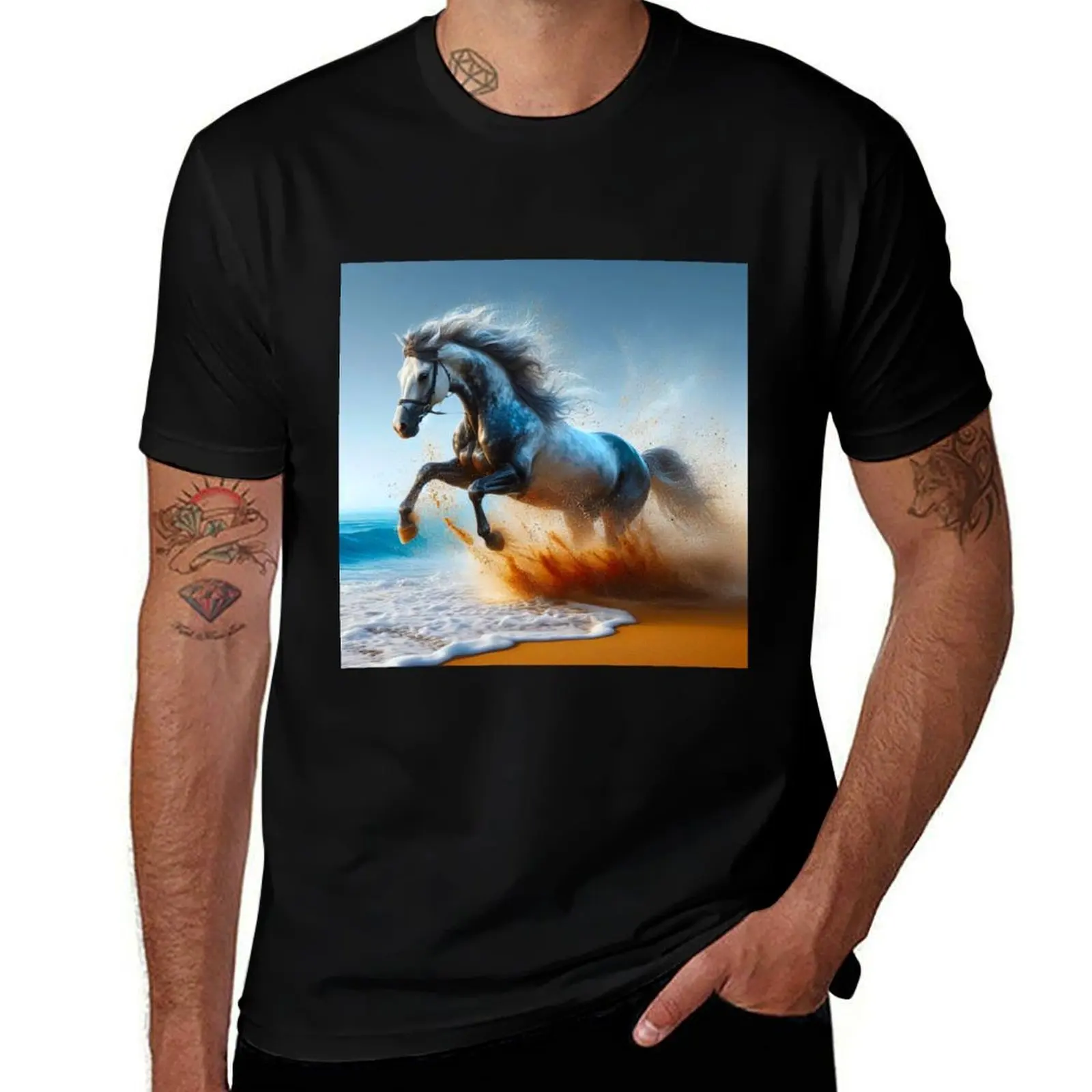 

horse galloping on the beach T-Shirt funny meme t-shirts korean fashion street wear anime stuff mens graphic t-shirts pack