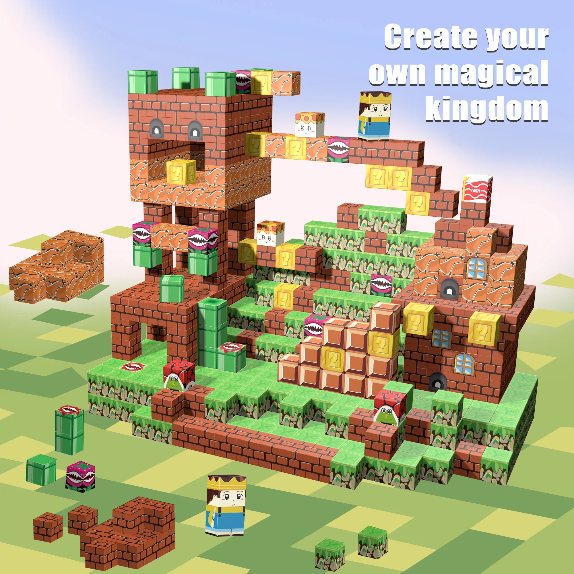 105PCS Magnetic Building Blocks Set, 3D Magnetic Tiles for Kids STEM Toys, Castle/Tower Construction Kit, Educational Learning T