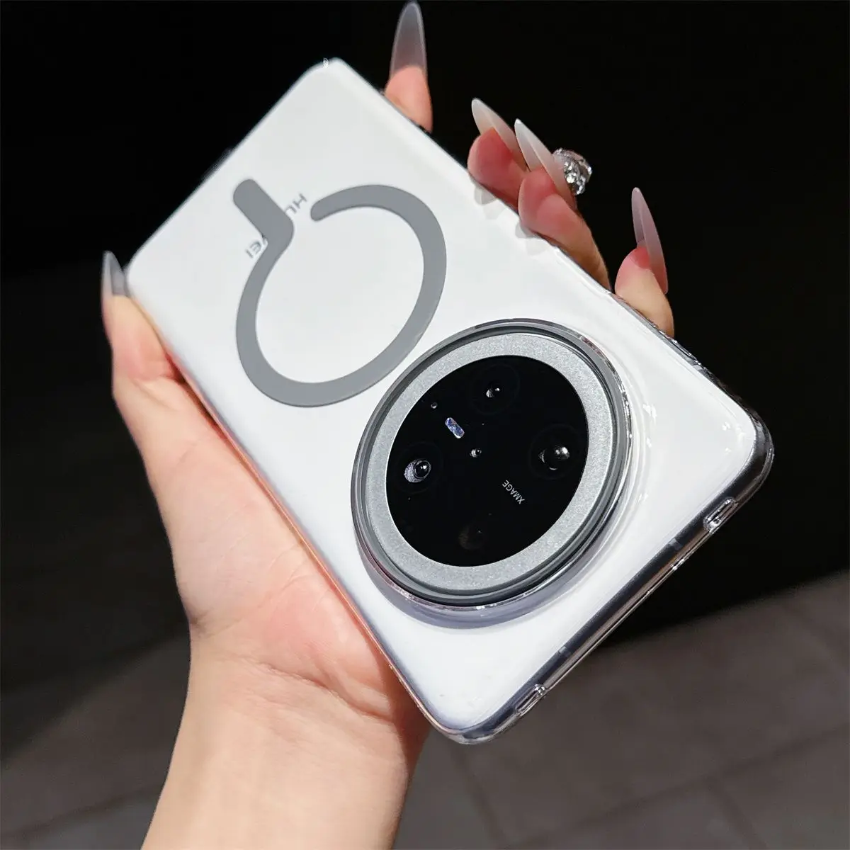 

Clear Magnetic Phone Case for Huawei Mate70/Mate60 Pro+/Pura70 with Question Mark Magnetic Ring Design HD Anti-Shock Hard Shell