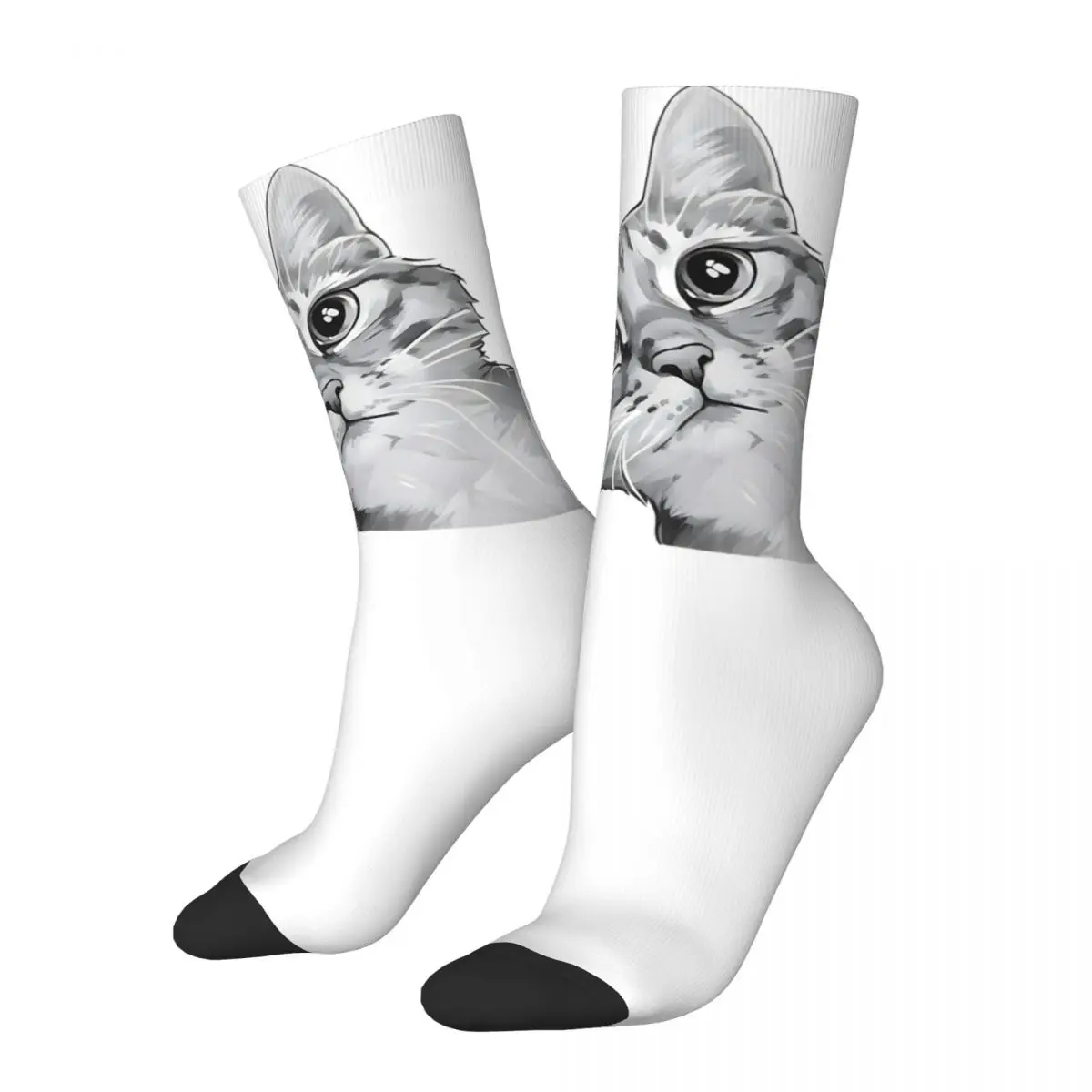 

Sneaky Cat Socks Harajuku High Quality Stockings All Season Long Socks Accessories for Unisex Gifts