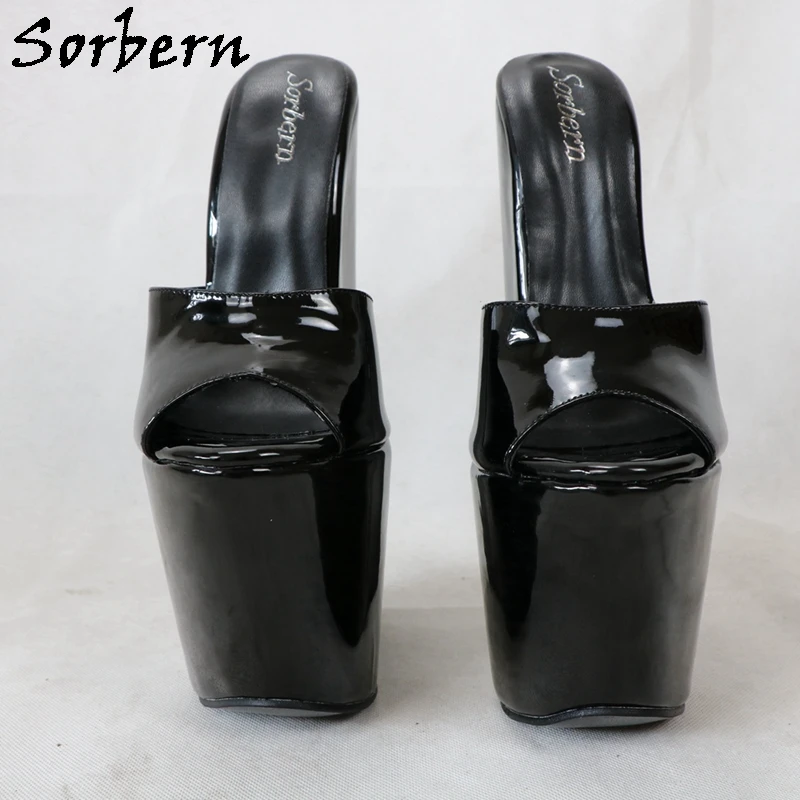 Sorbern 25Cm Wedge Slippers Women Slides Open Toe Thick Platform Shoes Summer Style Fetish Footwear Special Arch Unisex Style