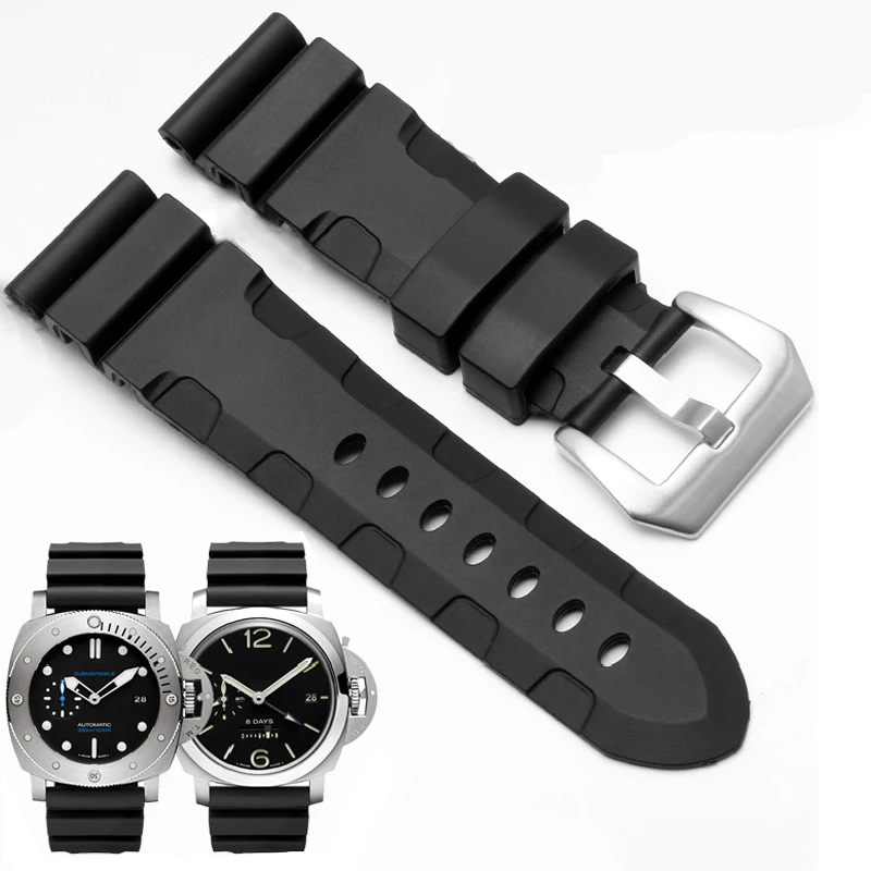 

High Quality Rubber Watch Strap for the Panerai Diving Series 1164 PAM01209 Black Silicone Waterproof Strap 22mm 24mm 26mm