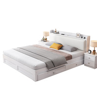 Solid wood modern simple double bed factory small apartment single bed household e****my bed frame