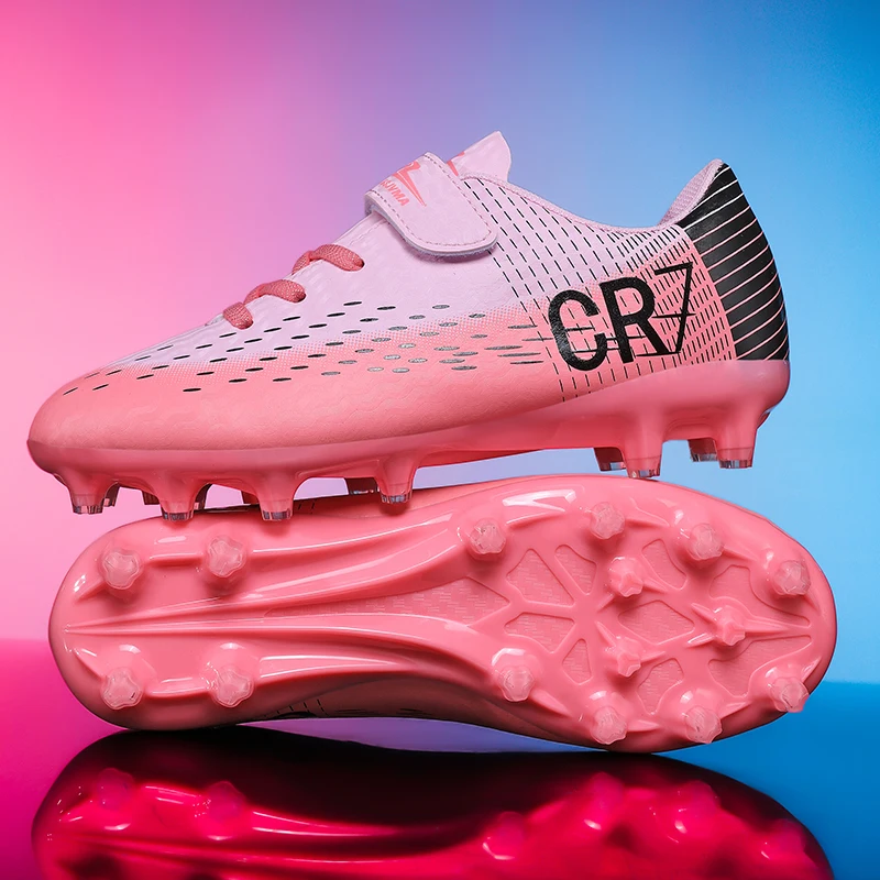 

Пара детских четырехсезонных кожаных футбольных бутсов с длинными заклепками, износостойкие футбольные бутсы, размеры 28-39,MZ-2601