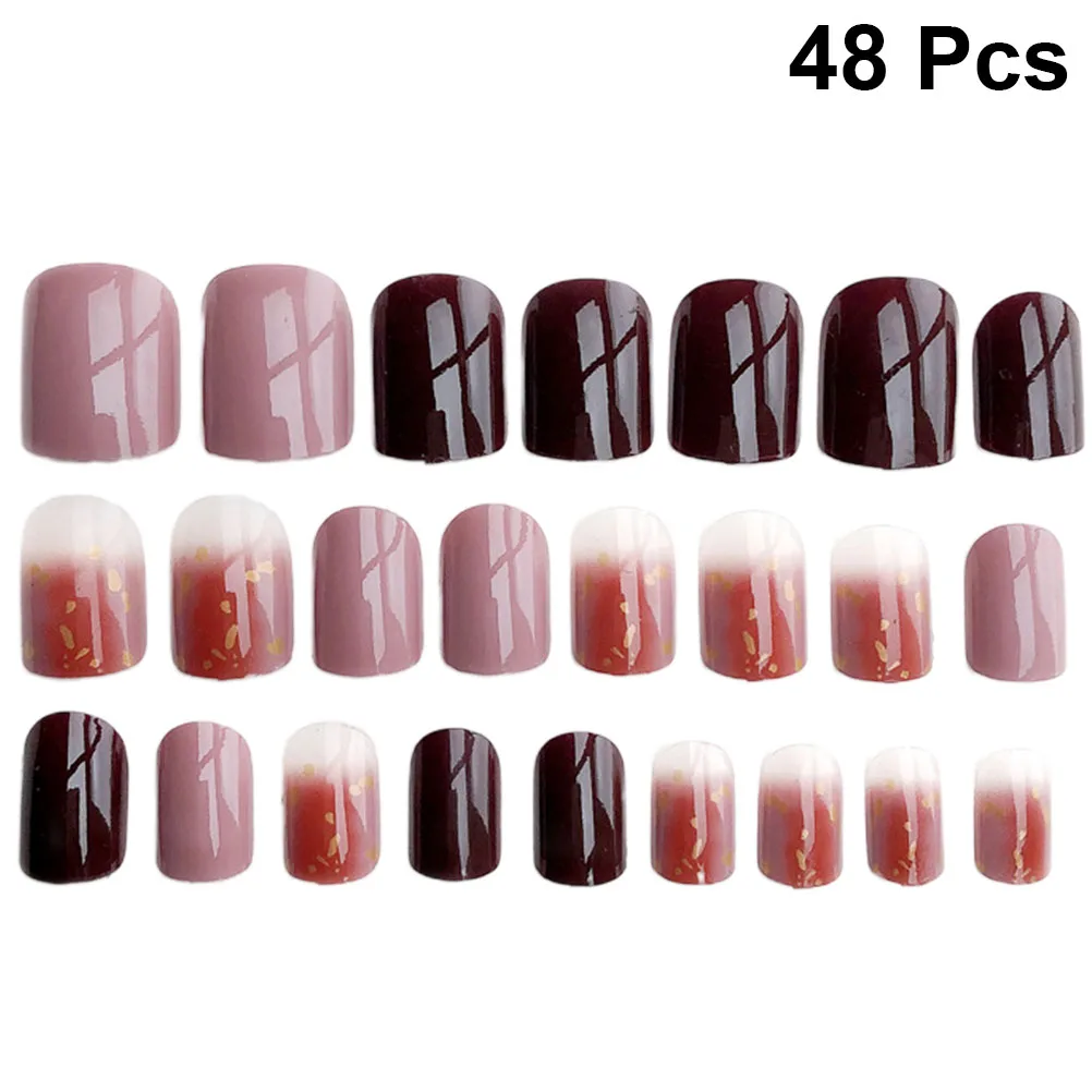48 قطعة من ملصقات الأظافر اللامعة، غطاء أظافر مزيف بالكامل لحفلات الهالوين وأعياد الميلاد وحفلات أظافر مزيفة #4