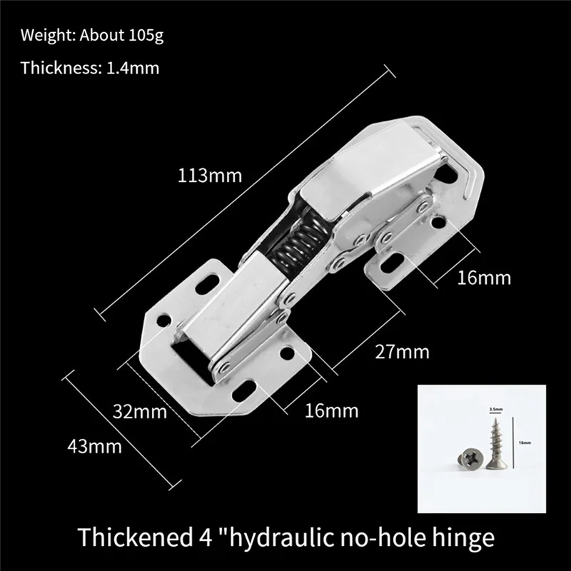 مفصلات إغلاق ناعمة 4 بوصة مشبك قابل للتعديل على مفصلات أبواب خزانة المطبخ الأوروبية مع 64 براغي-BEAU #6