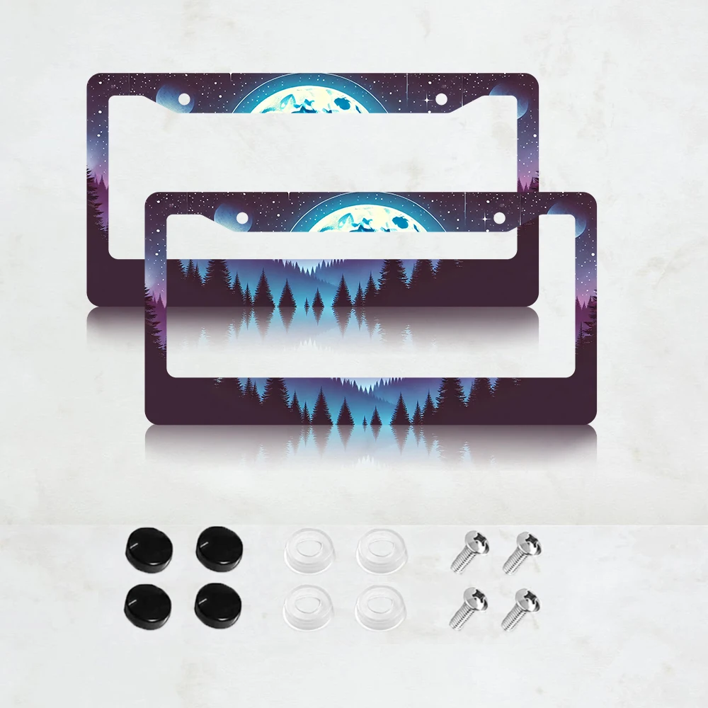 

2 шт. Алюминиевая рамка для номерного знака Moon Forest - 6 x 12 дюймов, стандартный размер США, декоративная автомобильная рамка