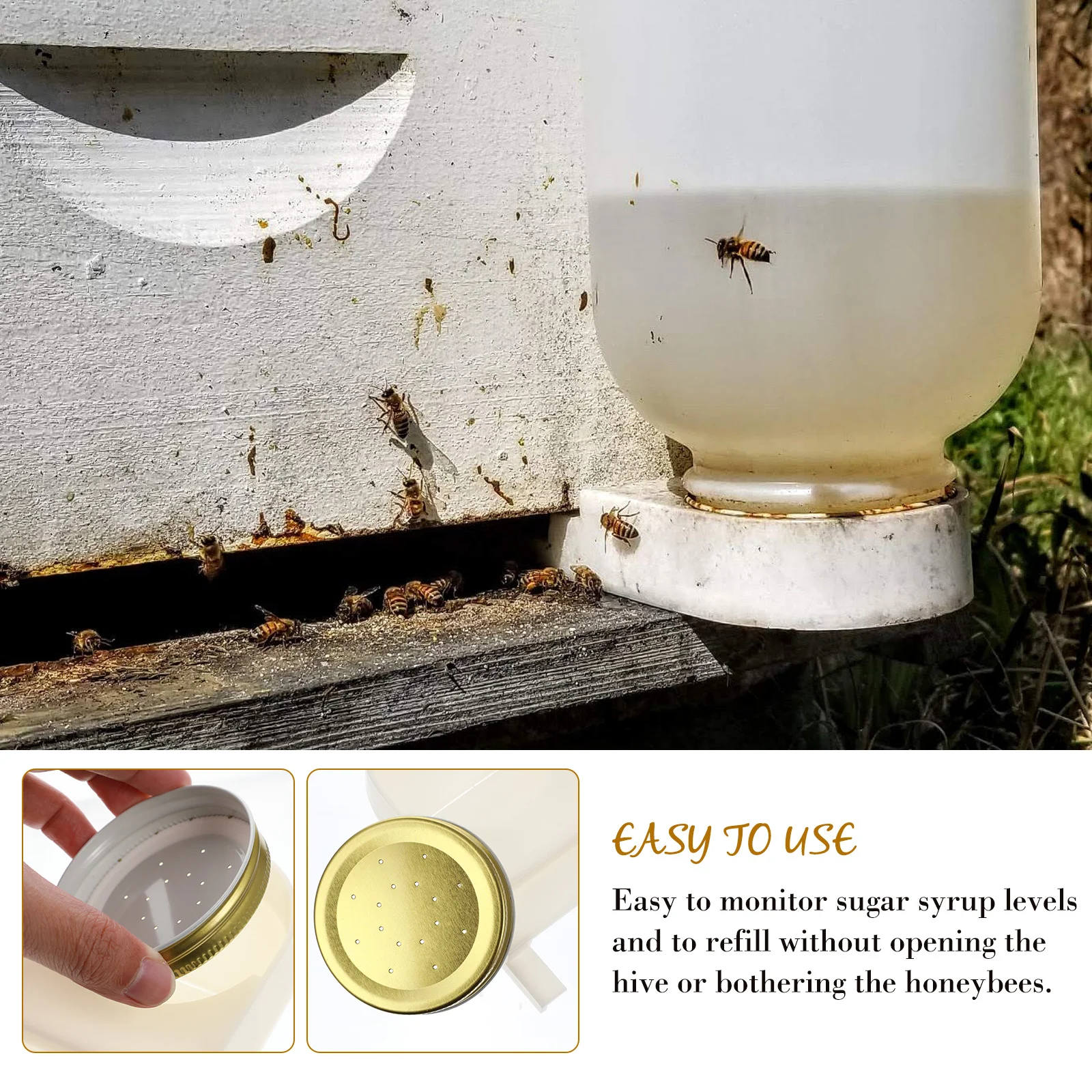 

6Pcs Honey Bee Feeders with View Beekeeping Supplies for Hive Entrance Or Internal Use No Disturbance Refill Strong