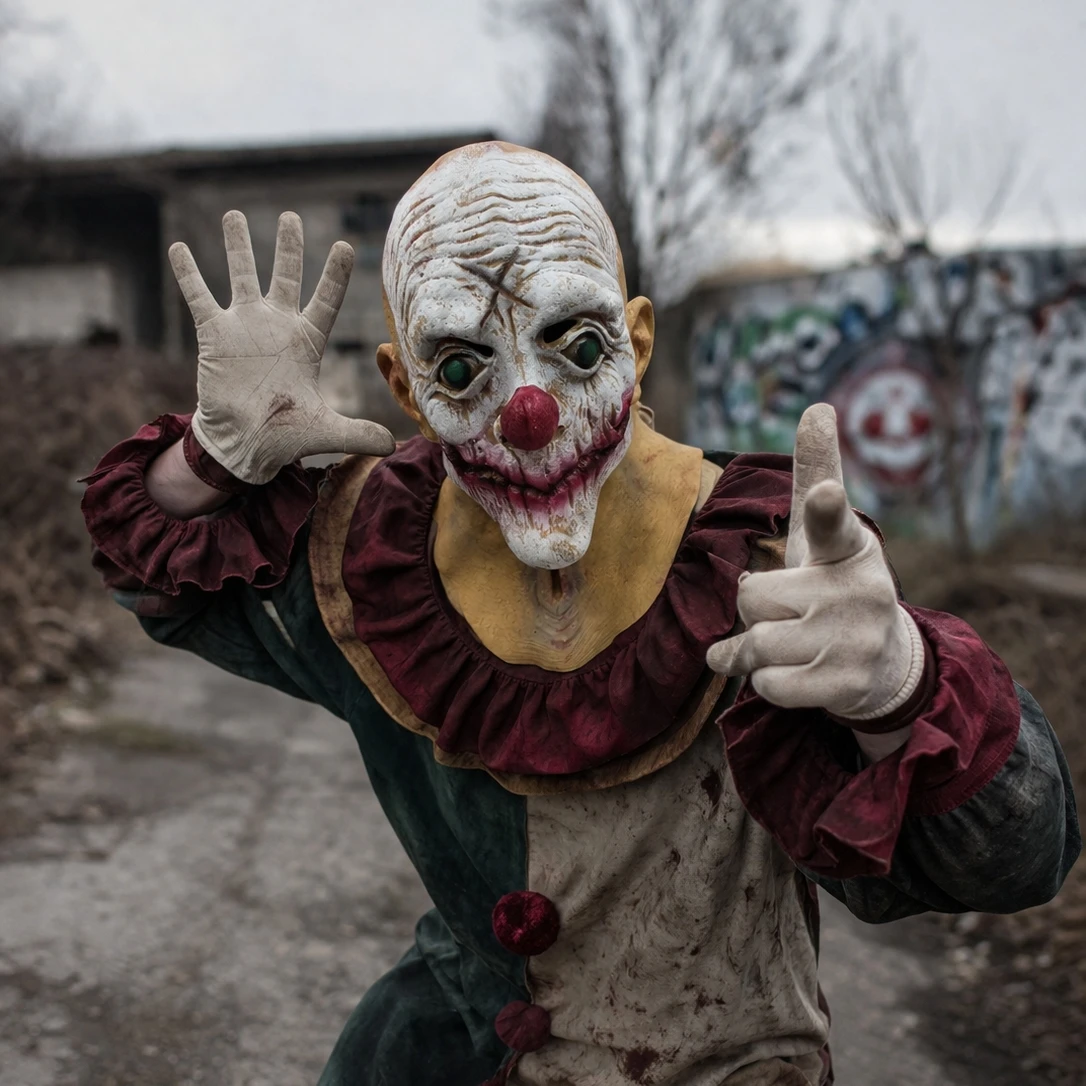 Evil Clown Mask Latex Full Head Horror Creepy Face Cover Halloween Cosplay Costume Party Props Masquerade Carnival Adult Unisex