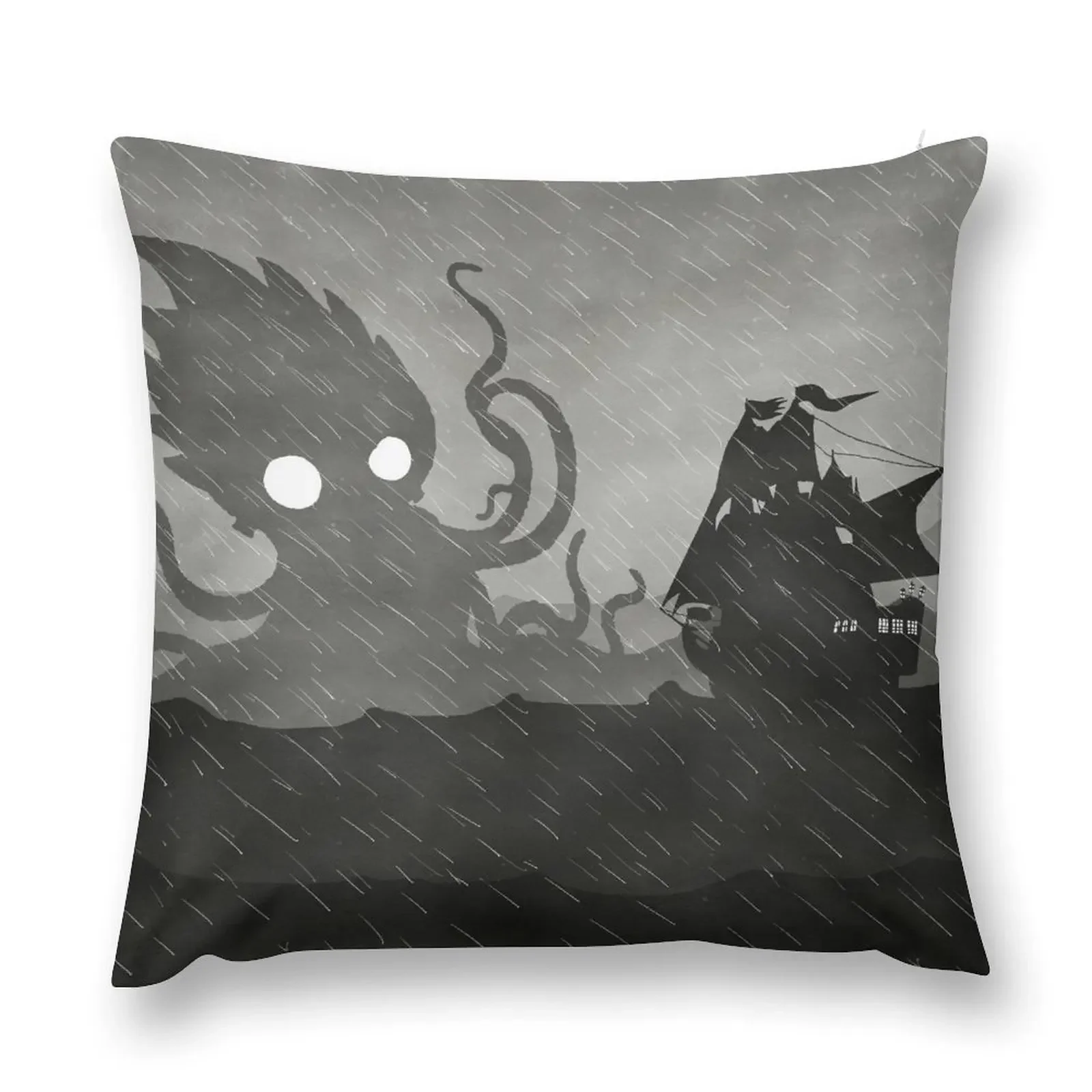 Rainy Ship & Kraken Throw Pillow pillow cover luxury Decorative Cushions christmas cushions covers Sofa Cushions Covers pillow