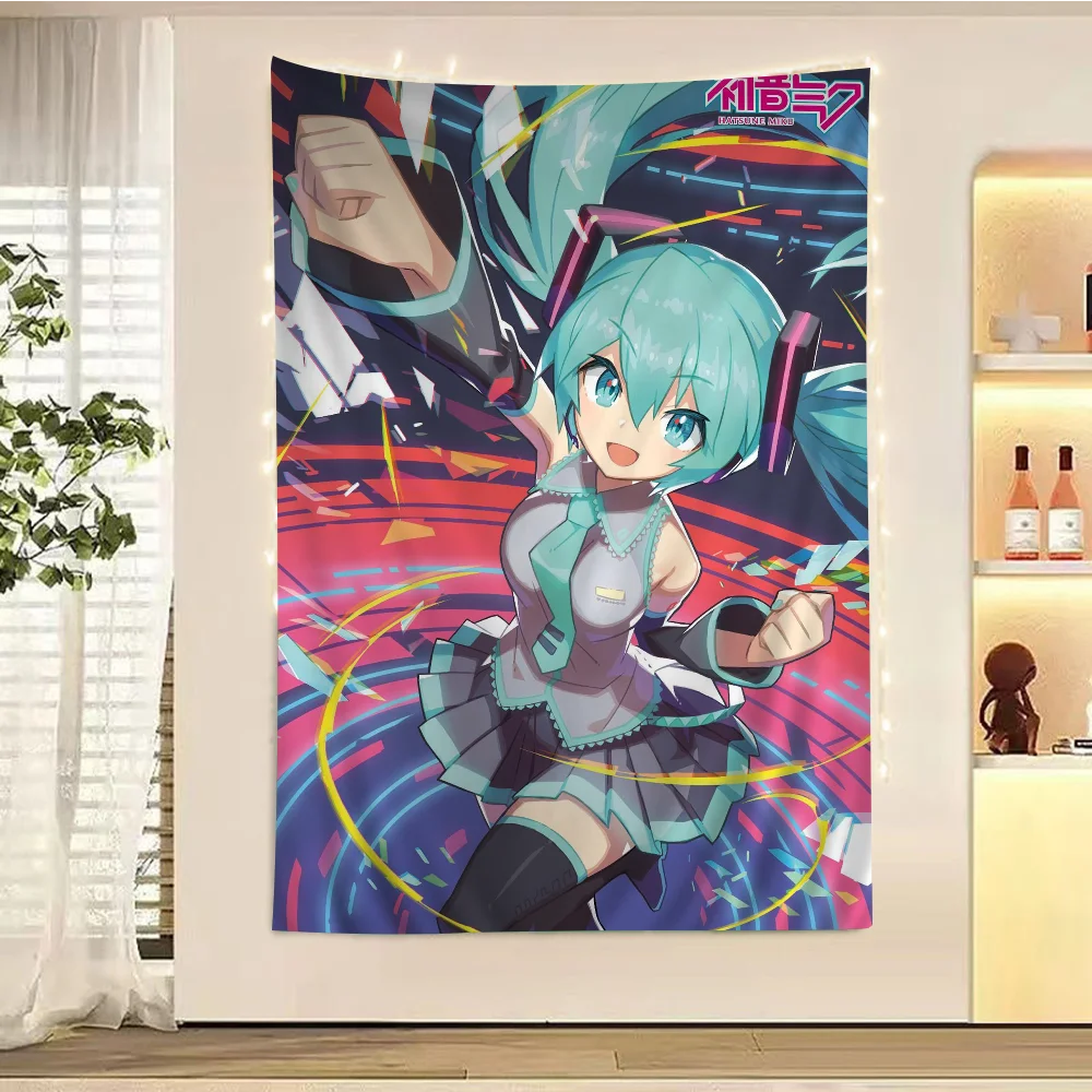 H-Hatsunes M-Miku DIY Wall Tapestry Hanging Tarot Hippie Wall Rugs Dorm Home Decor