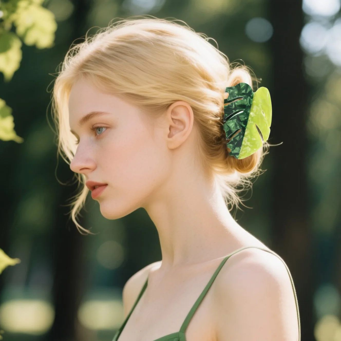Exquisite Large Leaf Shape Hair Claw Unique Exaggerate Hair Clip 2025 Green Color Hair Accessories Headwear view 2
