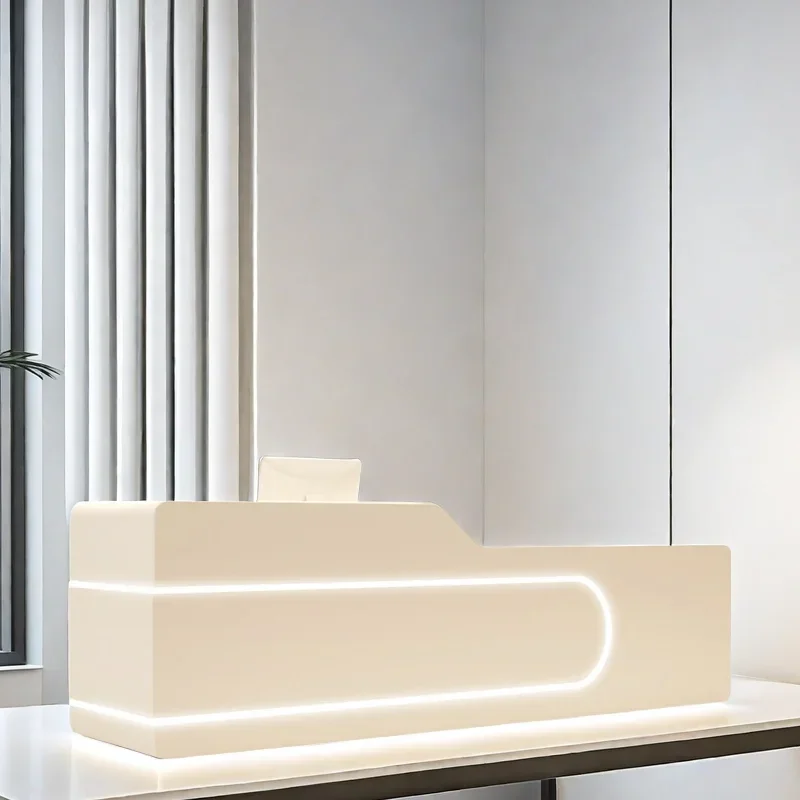 

Corner Office With Storage Wooden Podium Stand Workshop Furniture Receptionist Front Desk Salon White Reception Bar Furnishings