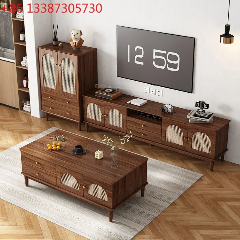 

Rattan TV cabinet living room new floor modern simple home