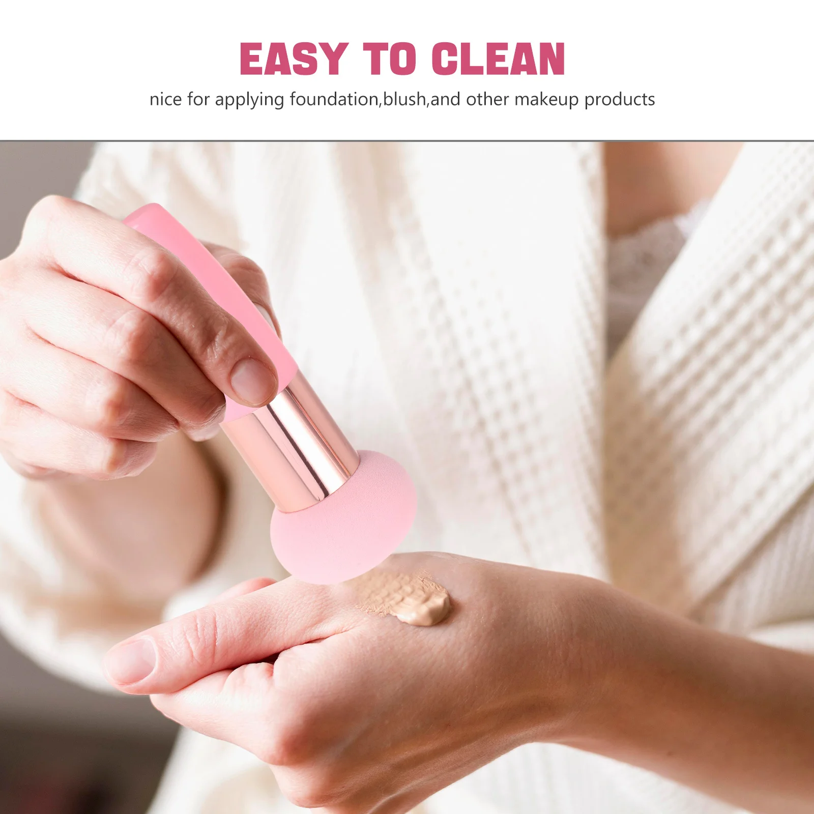 Esponja de maquiagem com cabeça de cogumelo, aplicador de mistura macia para base em pó, blush, ferramenta facial, silicone reutilizável, 3 peças