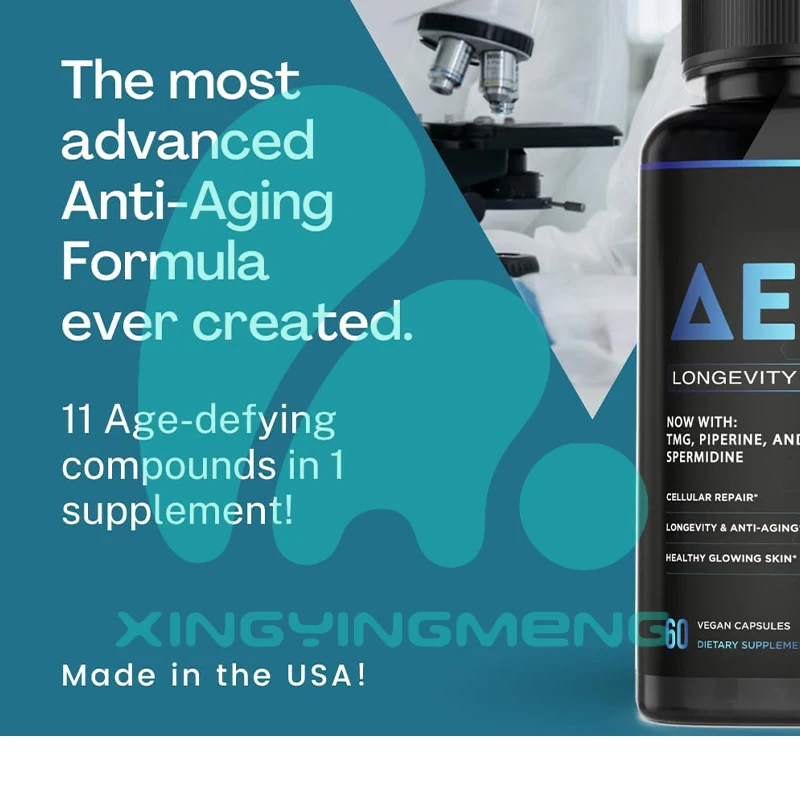 الملحق NAD Complex AEON يحتوي على نيكوتيناميد، فيستين، كيرسيتين، ريسفيراترول، أستراغالوس، كولاجين-60 كبسولة