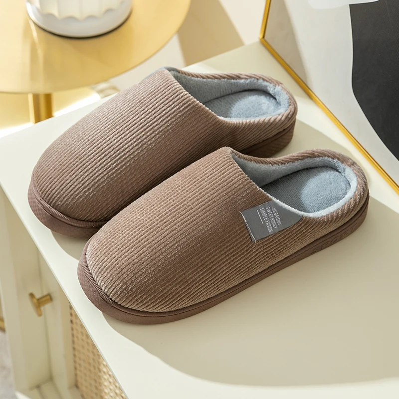 Thick Winter Warm Men Fur Slippers House Non Slip Soft Shoes Comfort Flat Heel Home Indoor Bedroom Plush Slippers for Couples image 6
