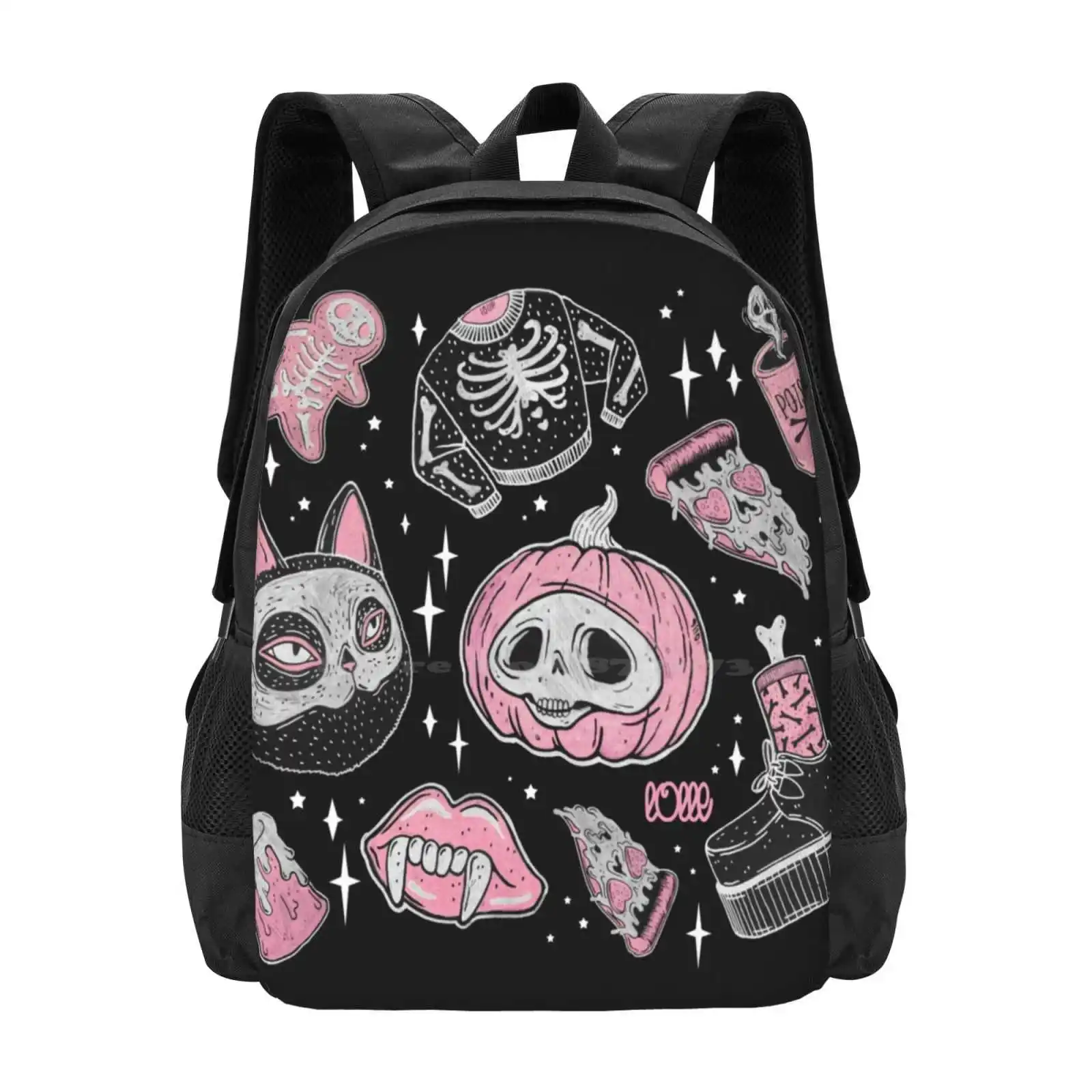 ♥ Spooks Or Creeps ? ♥ Hot Sale Schoolbag Backpack Fashion Bags Halloween Spooky Creepy Lolle Pumpkin Skeleton Horror