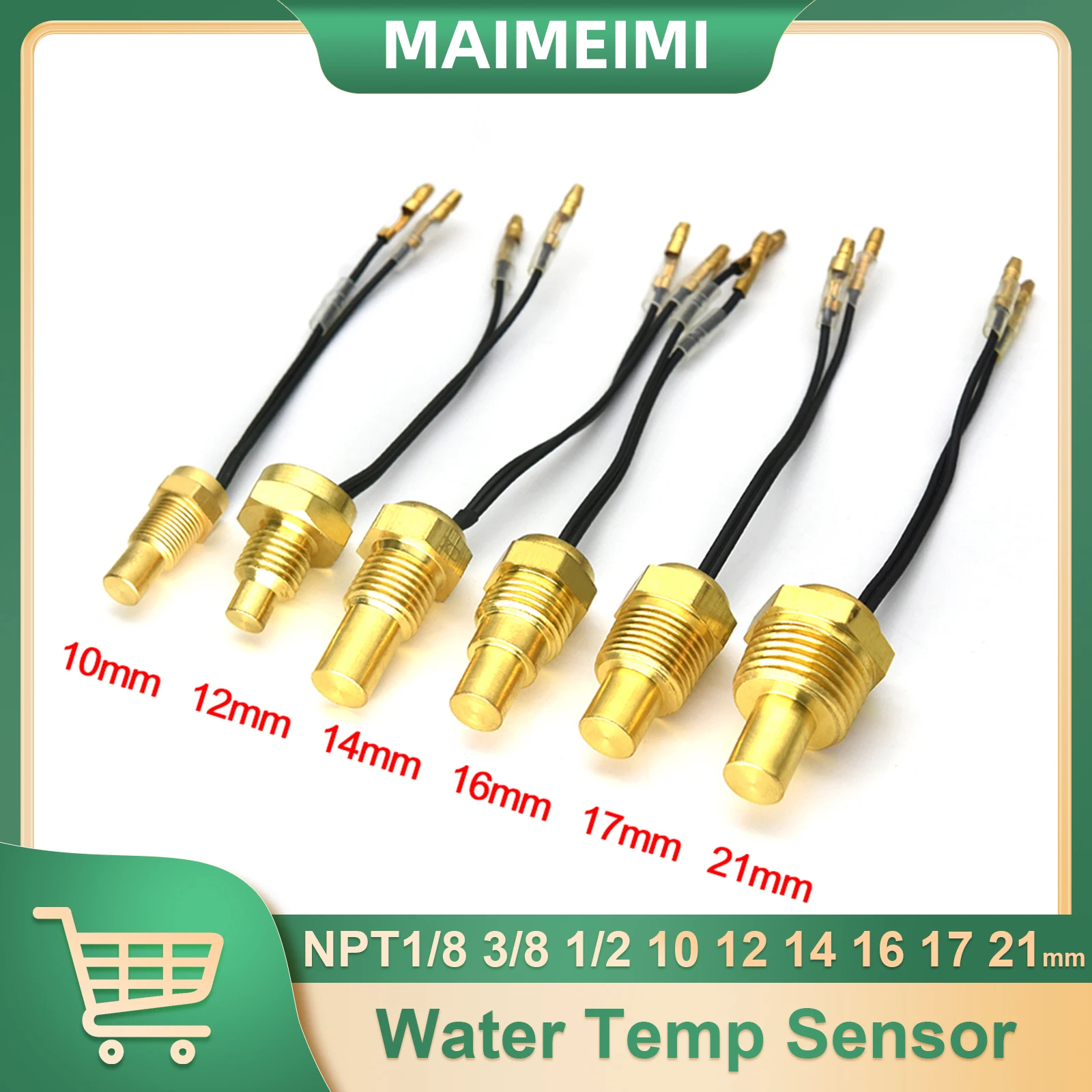 

10 12 14 16 17 21 мм Датчик температуры воды NPT 3/8 1/8 1/2 50K Разъем головки Автомобильный грузовик Датчик температуры воды Датчик температуры воды