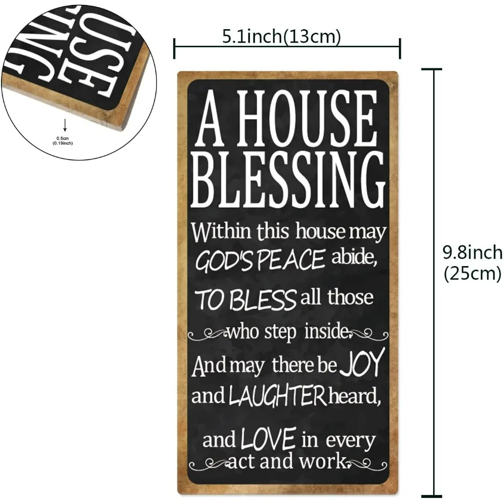 Wall Hanging Decorative Wood Sign A House Blessing Rectangle Wall Decor Art Hanging Wood Plaque with Inspiring Quotes for Home