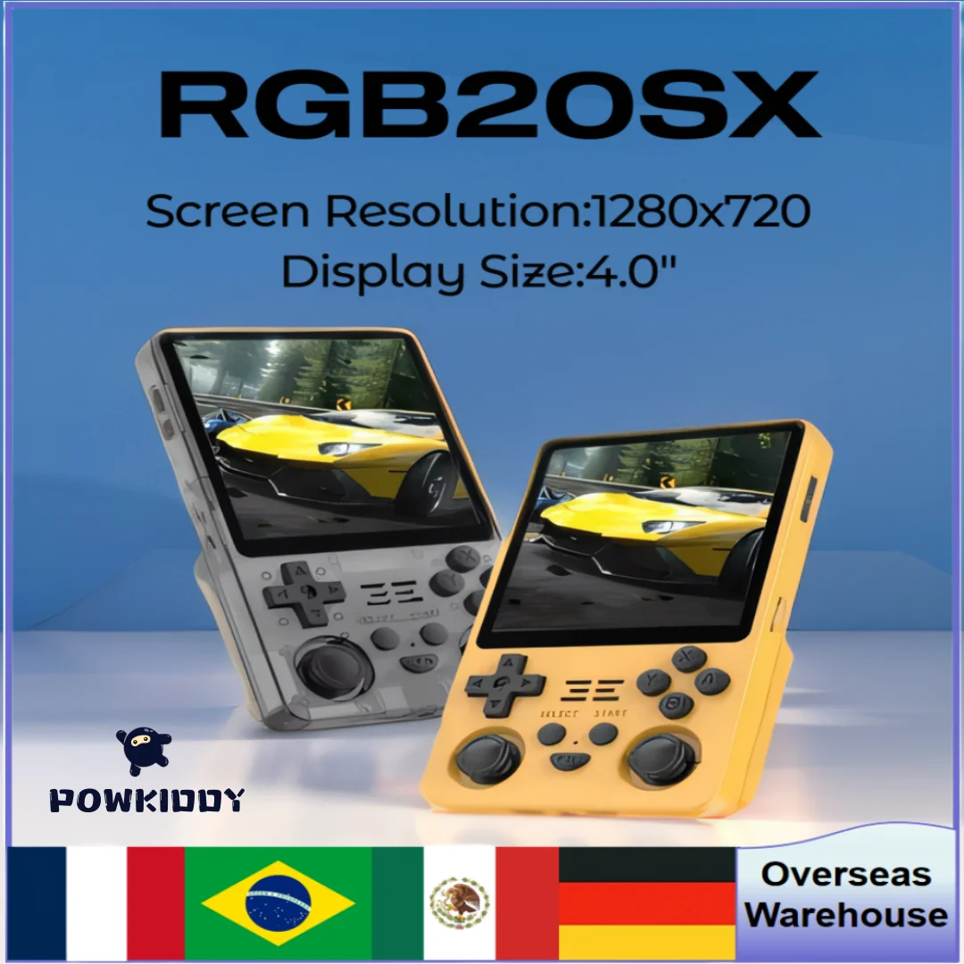 

New Powkiddy RGB20sx Portable Handheld Game Console 4.0 Inch IPS Screen Linux Os Built-in Wifi Retro Game 512g 100000games