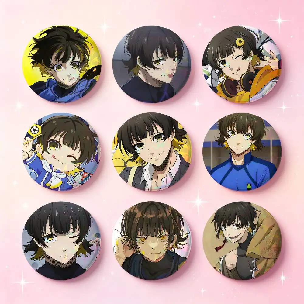 Bachira Meguru Anime Figure Badges 25 32 44 58 75 Mm Round Cosplay Pin Bag Decor Fans Collect Friends Gifts Brooch Souvenir