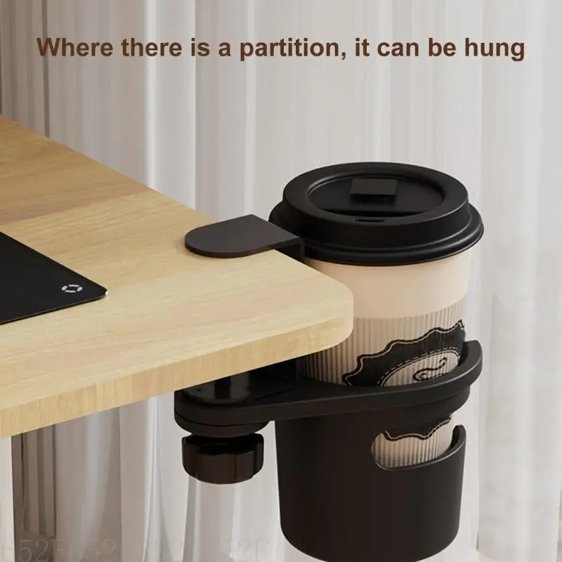 Multipurpose Rotatable Cup Holders Desk Attachment, Space Saving Drink Organizers for Office Supplies and Home Use
