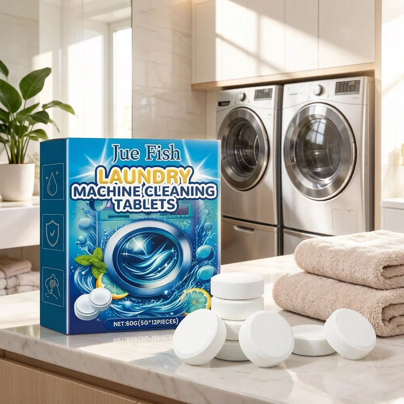 Washing Machine Cleaner Tablets, 12PCS Deep Cleaning Effervescent Pills, Mild Safe Formula for Full-Automatic Washing Machines