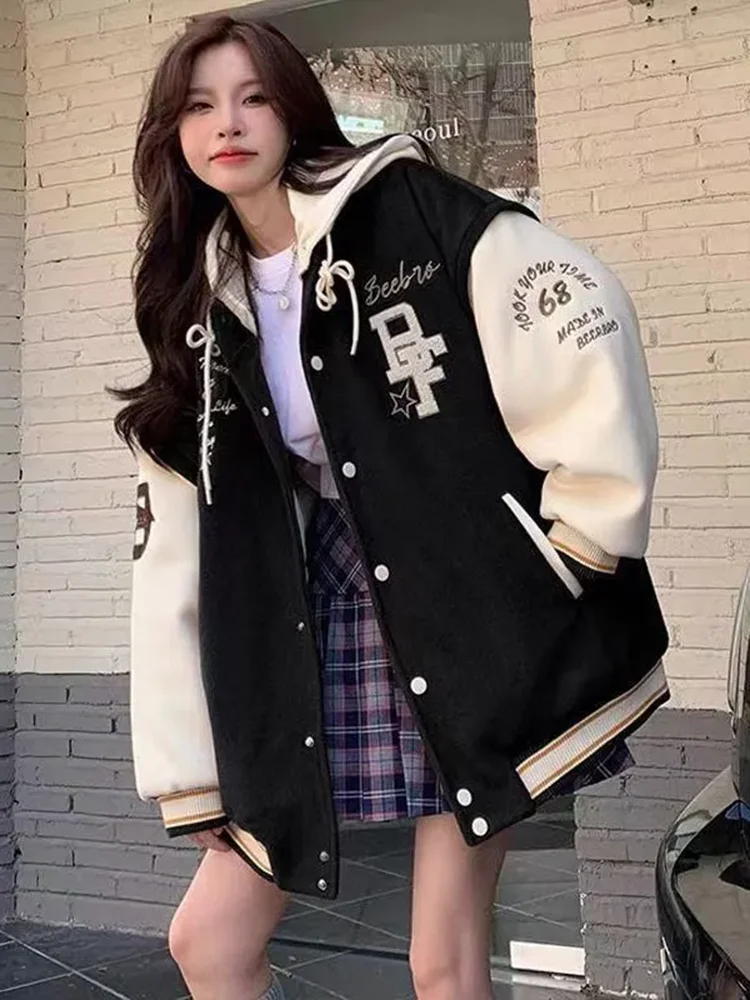 Korean Design Detachable Hooded Loose Jackets Winter Warm Thicken Down Cotton Padded Abrigos Women Casual Long Sleeve Coats New