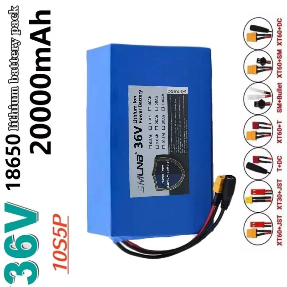 Original 36V 20Ah 1000W High-Power Lithium-Ion Battery for Electric Vehicles 10S5P 18650 with Integrated BMS Protection