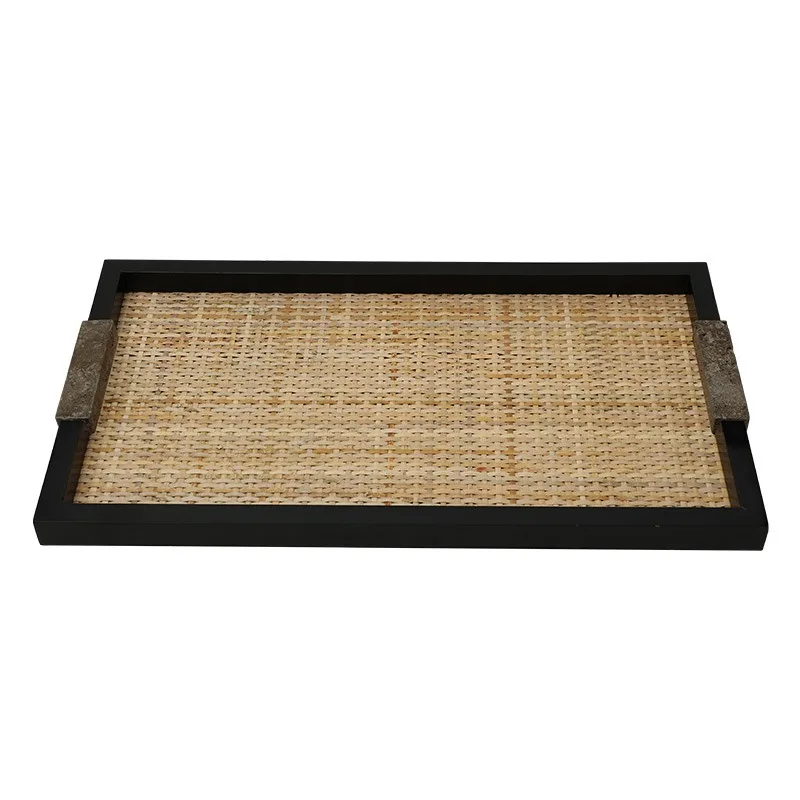 

Wabi-sabi medieval style creative stone inlay homestay coffee table table storage tray home soft decoration