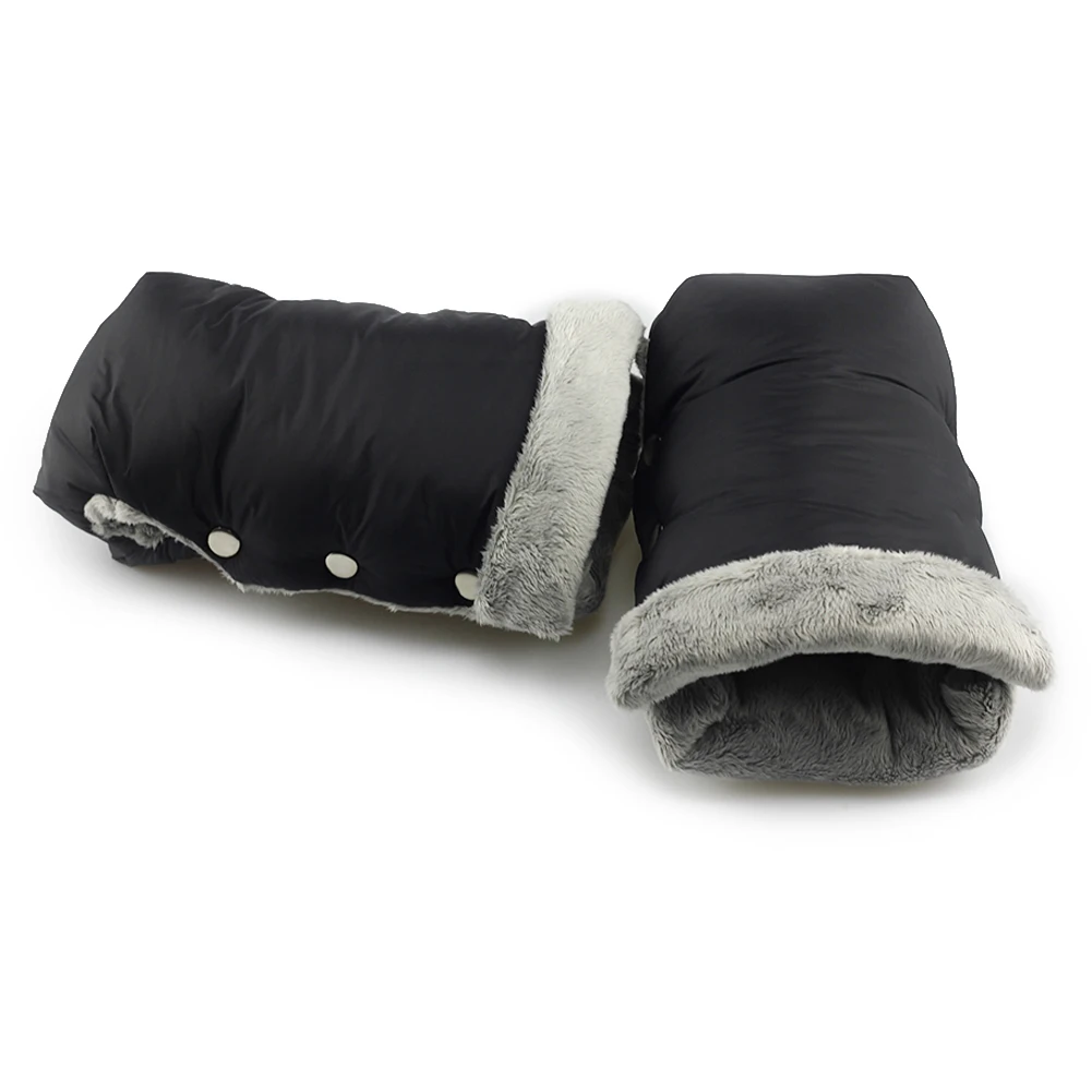Baby Carriage Hand Cover Waterproof Plush Push Cart Gloves Windproof Nylon Pram Hand Muff Thickened Stroller Accessories