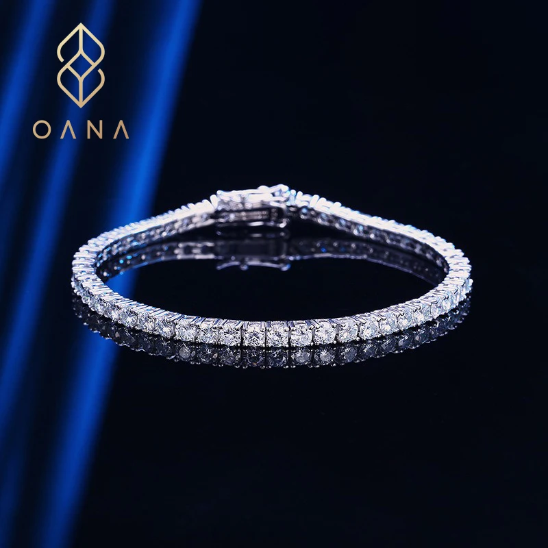 

OANA Bracelet Light Luxury Exquisite 925 Sterling Silver 10 Points Moissanite Simple Full Diamond Niche Design Jewelry