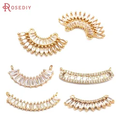 High Quality 18K Gold Color Brass and Zircon 2 Holes Curve Connect Charms Pendants Jewelry Making Findings Accessories